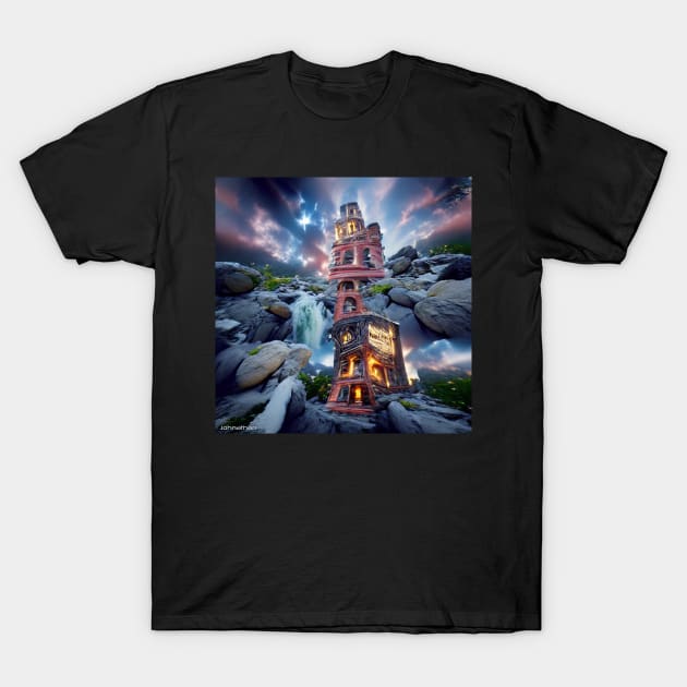 TOWER BETWEEN WORLDS ORIGINAL DIGITAL AI GENERATED ART T-Shirt by JOHNATHON